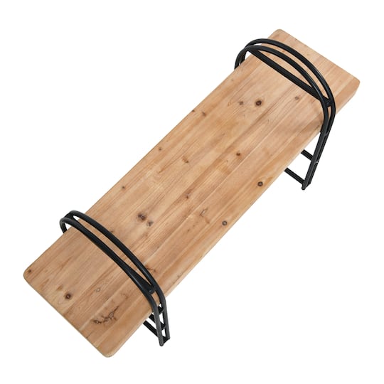 Hello Honey® 48" Light Brown Driftwood & Black Iron Bench